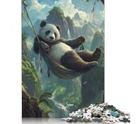 Puzzle di carta rettangolare con amaca a forma di panda, ideale per rilassarsi e divertirsi, ideale per regali per la festa del papà, 1000 pezzi (26x38 cm)