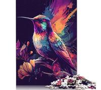 Puzzle di carta rettangolare con colibrì nei colori al neon, rompicapo per adulti e adolescenti, regali di Natale 1000 pezzi (26x38 cm)