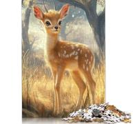 Puzzle di carta rettangolare con cucciolo di antilope nel prato dorato, rompicapo per adulti e adolescenti, regali di Natale 1000 pezzi (26x38 cm)
