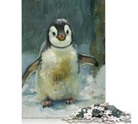 Puzzle di carta rettangolare con cucciolo di pinguino carino, decorazione unica per la casa, regalo per la festa della mamma, 1000 pezzi (75x50 cm)