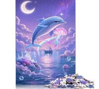 Puzzle di carta rettangolare con delfini, divertente per tutta la famiglia, per bambini e adulti dai 12 anni in su, regalo di compleanno, 1000 pezzi (75x50 cm)