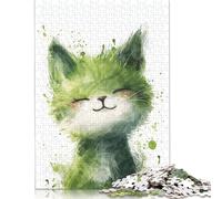 Puzzle di carta rettangolare con gattino nel giardino zen, rompicapo per adulti e adolescenti, regali di Natale 1000 pezzi (26x38 cm)