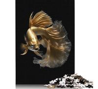 Puzzle di carta rettangolare con pesce Betta dorato, rompicapo per adulti e adolescenti, regali di Natale 1000 pezzi (26x38 cm)