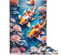 Puzzle di carta rettangolare con pesci koi fantasy, rompicapo per adulti e adolescenti, regali di Natale 1000 pezzi (26x38 cm)