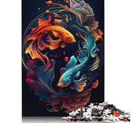 Puzzle di carta rettangolare con pesci koi portafortuna, giocattoli di decompressione, per bambini e adulti dai 12 anni in su, regali di Natale, 1000 pezzi (75x50 cm)