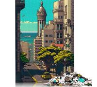 Puzzle di carta rettangolare con pixel art di Montevideo, rompicapo per adulti e adolescenti, regali di Natale 1000 pezzi (26x38 cm)