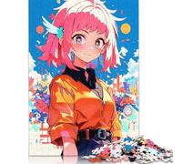 Puzzle di carta rettangolare con tenera ragazza anime, rompicapo per adulti e adolescenti, regali di Natale 1000 pezzi (26x38 cm)