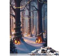 Puzzle di carta rettangolare "Enchanted Winter Forest Relax Challenge" per bambini e bambine, regali di Natale 1000 pezzi (38x26 cm)