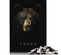 Puzzle di carta rettangolare Focus Bear Gold Dark Puzzle Relax Challenge per bambini e bambine, regalo per la festa del papà, 1000 pezzi (26x38 cm)