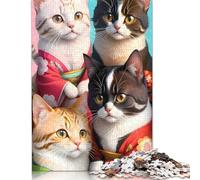 Puzzle di carta rettangolare in stile giapponese a forma di gatto, con giocattoli di decompressione, per bambini e adulti dai 12 anni in su, regali di Natale, 1000 pezzi (75x50 cm)