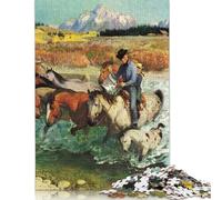 Puzzle di carta rettangolare per bambini e adulti dai 12 anni in su, con cavalcata a cavallo, divertimento per tutta la famiglia, regalo di compleanno, 1000 pezzi (38x26 cm)