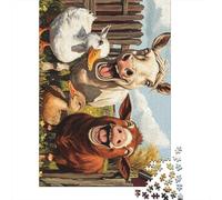 Puzzle di carta rettangolare per bambini e adulti dai 12 anni in su, con cavallo, maiale, anatra e capra, per divertimento in famiglia, regalo di compleanno, 1000 pezzi (75x50 cm)