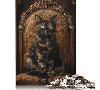 Puzzle di carta rettangolare premium con corona di gatto tartarugato, 100% riciclato, per adulti e adolescenti, 1000 pezzi (26x38 cm)