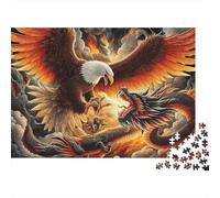 Puzzle di carta riciclata Aquila: Aquila e Drago in uno scontro infuocato per adulti 14-99 anni Gioco educativo Sfida 52x38cm/1000 pezzi