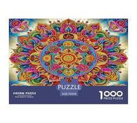 Puzzle di carta riciclata da 1000 pezzi con mandala a forma di fiore Mandala ornato con texture vintage a strati, attività per tutta la famiglia, decorazione da parete per la casa, 70x50cm/1000pcs
