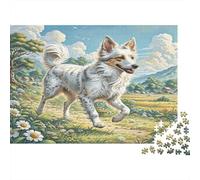 Puzzle di carta riciclata da 1000 pezzi con orchidea Inca peruviana: cane bianco che corre in un campo per adulti dai 14 ai 99 anni, decorazione per la casa e regalo, 70x50 cm/1000 pezzi