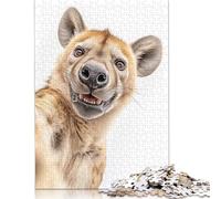 Puzzle di carta Selfie di iena sorridente da 1000 pezzi per adulti, gioco educativo, sfida, giocattolo, regali per la vigilia di Natale, 1000 pezzi (38x26 cm)