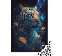 Puzzle di carta Space Tiger Flowers da 1000 pezzi per adulti, puzzle, regali di Natale, gioco educativo, giocattolo, 1000 pezzi (38x26 cm)