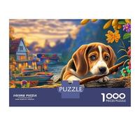 Puzzle di cartone Beagle da 1000 pezzi Quiet Village Repose per adulti e principianti, antistress, intrattenimento al chiuso 52x38 cm