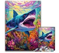 Puzzle di cartone colorato Art Shark da 1000 pezzi per adulti, per decorazioni per la casa, allenamento del cervello e regali per le feste, 26X38CM/10,23x14,96 pollici