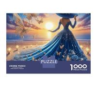 Puzzle di cartone con finitura opaca, abito blu da 1000 pezzi, per ragazzi, per attività nei giorni di pioggia, hobby, 70x50 cm/1000 pezzi