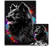 Puzzle di cartone con l'immagine del cane Keeshond, 1000 pezzi, attività divertenti da fare a casa, regalo di compleanno, regali da viaggio, 26X38CM/10,23x14,96 pollici.