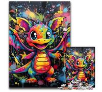 Puzzle di cartone da 1000 pezzi raffigurante graffiti di drago volante, per adulti, ideale come decorazione fai da te e come regalo rompicapo, 26X38CM/10,23x14,96 pollici.