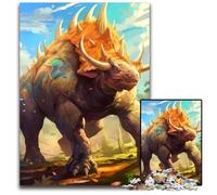 Puzzle di cartone da 1000 pezzi raffigurante il dinosauro Triceratopo. Regalo perfetto per la festa della mamma, compleanni e Natale. Dimensioni: 26X38CM/10,23x14,96 pollici.