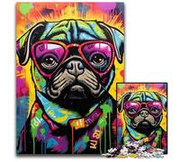 Puzzle di cartone da 1000 pezzi raffigurante un carlino dipinto a graffiti, per adulti, adolescenti e ragazzi, ideale come regalo di compleanno e per le feste, 26X38CM/10,23x14,96 pollici.