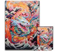Puzzle di cartone da 1000 pezzi raffigurante un drago giapponese,per adulti,dal design intricato per adolescenti,decorazioni fai da te e divertimento che stimola la mente,26X38CM/10,23x14,96 pollici.