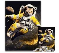 Puzzle di cartone da 1000 pezzi raffigurante un gatto astronauta nello spazio, per adulti, regalo perfetto per compleanni, feste e Natale, 26X38CM/10,23x14,96 pollici.