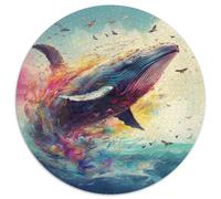 Puzzle di cartone da 1000 pezzi raffigurante una balena colorata, regalo perfetto per la festa della mamma, compleanni e Natale (67,5x67,5cm)