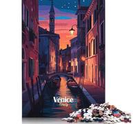 Puzzle di cartone di alta qualità con la notte sui canali di Venezia, per bambini e adulti dai 12 anni in su, regali di Natale, 1000 pezzi (38x26 cm)