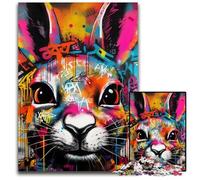 Puzzle di cartone per adulti, 1000 pezzi, motivo: graffiti di coniglio, rompicapo impegnativo per adolescenti, divertente serata di giochi in famiglia, 26X38CM/10,23x14,96 pollici.