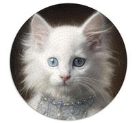 Puzzle di cartone per adulti Fluffy White Kitten da 1000 pezzi, perfetto come regalo di compleanno, Natale e Halloween, 67,5x67,5 cm.