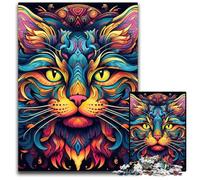 Puzzle di cartone per adulti "Gatto psichedelico" da 1000 pezzi, perfetto per la casa o l'ufficio, regalo di Natale ideale, 26X38CM/10,23x14,96 pollici.