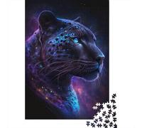 Puzzle di cartone premium con leopardo nero, divertente, per bambini o bambine, regalo di Natale, 300 pezzi (40x28 cm)