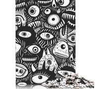 Puzzle di cartone premium con mostri scarabocchiati, giocattolo per sfida rilassante, per adulti e bambini, regalo di Natale, 1000 pezzi (26x38 cm)