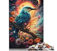 Puzzle di cartone premium con uccelli spaziali psichedelici colorati, stimolante e stimolante, per adulti, regalo di Natale, 1000 pezzi (75x50 cm)
