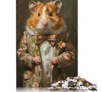 Puzzle di cartone premium di alta qualità, con un simpatico criceto, un elegante abito, stimolante e stimolante, per adulti e adolescenti, regalo di Natale da 1000 pezzi (26x38 cm)