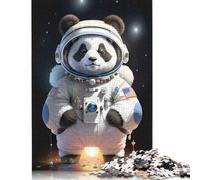 Puzzle di cartone premium fai da te con simpatico astronauta e panda, per donne, uomini e bambini, 1000 pezzi (26x38 cm)