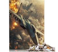 Puzzle di cartone premium "Jet da combattimento sopra la città", rompicapo per bambini e adulti dai 12 anni in su, regali di Natale, 1000 pezzi (75x50 cm)