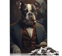 Puzzle di cartone premium per bambini adulti, gioco educativo, giocattolo a forma di sigaro, bulldog gangster, regalo di Natale 1000 pezzi (75x50 cm)