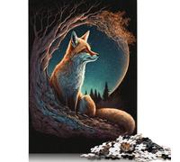 Puzzle di cartone premium "Volpe sulla luna", giochi creativi, per donne e uomini, regalo di compleanno, 1000 pezzi (75x50 cm)