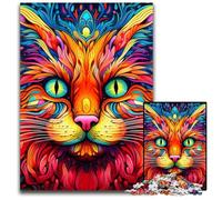 Puzzle di cartone psichedelico a forma di gatto da 1000 pezzi per adulti, ideale come decorazione fai da te e come regalo rompicapo, 26X38CM/10,23x14,96 pollici.