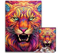 Puzzle di cartone psichedelico da 1000 pezzi per adulti, motivo: tigre, rompicapo impegnativo per adolescenti, divertente serata di giochi in famiglia, 26X38CM/10,23x14,96 pollici.