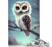Puzzle di cartone riciclato al 100%, simpatico gufo su un ramo, difficile, per adulti, regali di Natale, 1000 pezzi (75x50 cm)