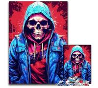 Puzzle di cartone Street Cred Skull da 1000 pezzi, Halloween, Pasqua, Capodanno, 26X38CM/10,23x14,96 pollici
