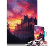 Puzzle di castelli medievali da 1000 pezzi per adolescenti, antistress per ammazzare il tempo durante le vacanze, con poster abbinato e foglio di quiz (75x50cm)