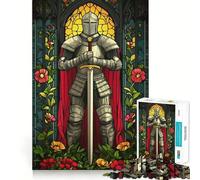 Puzzle di cavalieri in vetro colorato da 1000 pezzi per ragazzi, gioco di pensiero, divertimento condiviso, bordi precisi, oggetto dei desideri di Babbo Natale 50x75cm